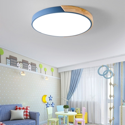 Macaron Modern Acrylic Round Flushmount Kids Bedroom LED Ceiling Light in Warm/White