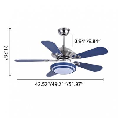 Mediterranean Style 5 Blade 16.54''  Width Chandelier Ceiling Fan for Living Room in Stainless Steel