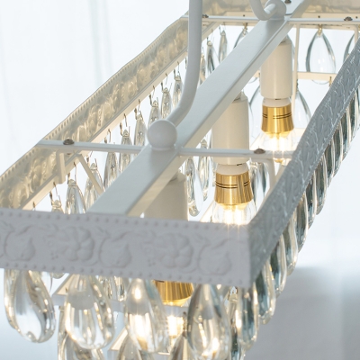 Modern Chandelier Rectangle Crystal Chandelier 3 Light White Pendant Chandelier