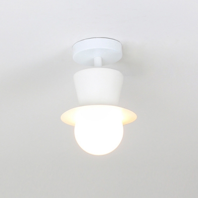 One/Two/Three/Four/Five Light White Semi-Flush Ceiling Light with Shallow Round Shade