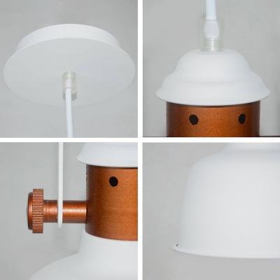 Satin Black/White Finish One Bulb Copper Pendant Lamp in Simple Style