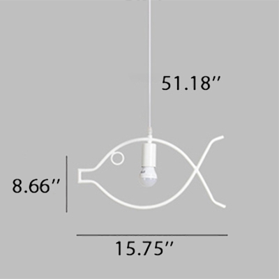 Simple Design Downrod Ceiling Pendant with Hollow Fish Shade