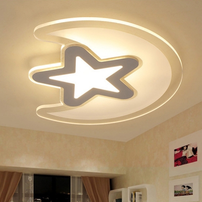16.93'' W LED Flush Mount Ceiling Light Moon and Star Available in Cool and Warm Light