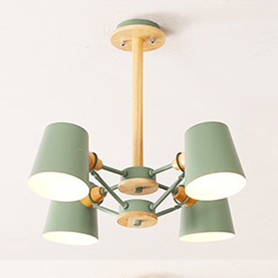 Metal Suspension Light with Coolie Shade Colorful Simple 4/6 Lights Chandelier Lamp for Bedroom