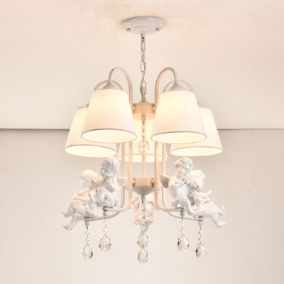 Contemporary Crystal Chandelier Angel Baby White Metal Chandelier Light with Shade