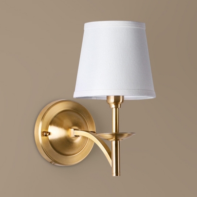 Brass Finish Coolie Wall Mount Light Simplicity Fabric 1 Head Wall Light for Staircase Bedside