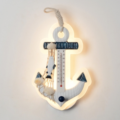 Plastic Anchor Wall Light Fixture Mediterranean Children Room LED Wall Sconce in Warm