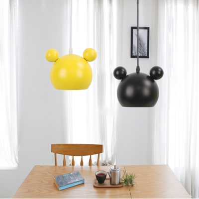 Cartoon Pendant Light Colorful Nordic Boys Girls Room Metal 1 Light Lighting Fixture