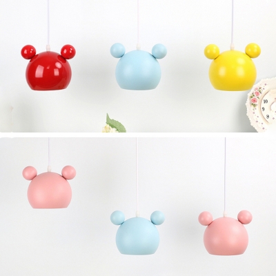 Cartoon Pendant Light Colorful Nordic Boys Girls Room Metal 1 Light Lighting Fixture