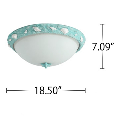 Seaside Resin Bowl Flushmount Kids Room 1 Light Ceiling Light Fixture in Sky Blue