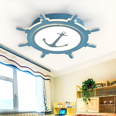 Anchor Kids Room Ceiling Fixture Mediterranean Acrylic LED Flush Mount Light in Blue