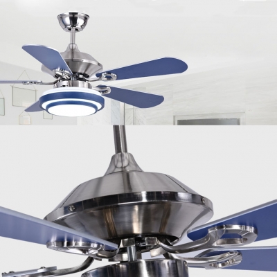 Mediterranean Style 5 Blade 16.54''  Width Chandelier Ceiling Fan for Living Room in Stainless Steel