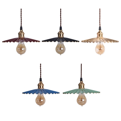 Metal Scalloped Shade Bare Bulb Ceiling Pendant for Restaurant Hallway Various Colors for Choice