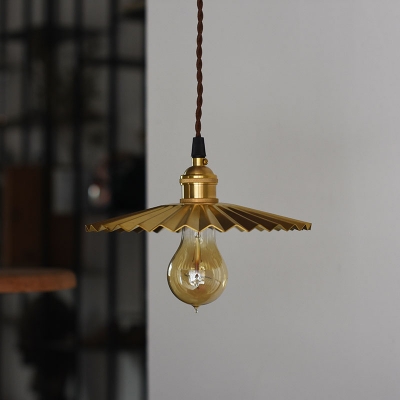 Metal Scalloped Shade Bare Bulb Ceiling Pendant for Restaurant Hallway Various Colors for Choice