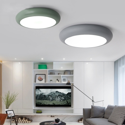 Metal Round Flush Light Fixture Macaron Nordic Colorful Kids Children Room LED Flush Mount