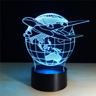 Touch/Remote Color Changing Globe and Airplane 3D Night Light for Boys