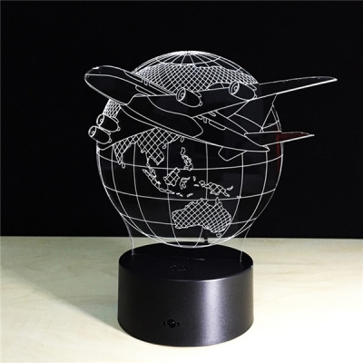 Touch/Remote Color Changing Globe and Airplane 3D Night Light for Boys