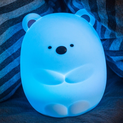 Wireless Polar Bear LED Kids Night Light in White Touch Remote Control