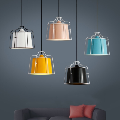 1-Light Metal Frame Hanging Light Fixture in Contemporary Style 5 Colors for Choice