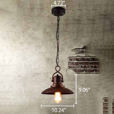 

10.2" Wide Weathered Bronze Finish Open Bulb Single Pendant in Vintage Style, HL478839