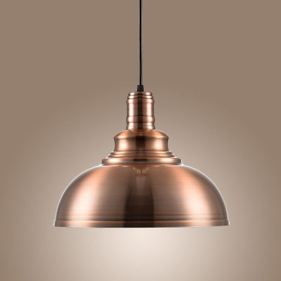 Copper Finish 1 Light Coffee House Hallway Hanging Lamp with Metal Dome Shade