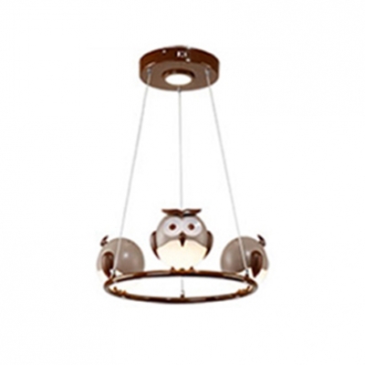 Cute Owl Design Hanging Lamp Animals&Insects Kindergarten Plastic 1/2/3/4 Lights Chandelier Light in Bronze