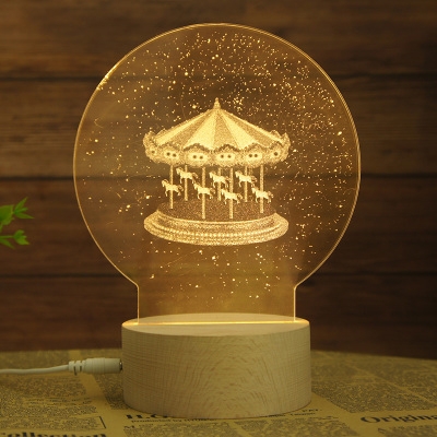 Decorative Creative 3D Effect Acrylic Globe/Ferris Wheel/Merry-Go-Round/Outerspace Night Light 