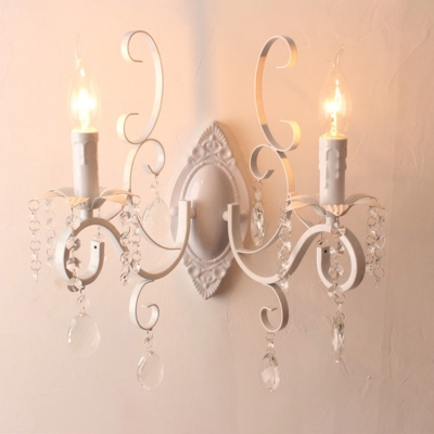 French Country Wall Light Entryway Sconce Candle Style Crystal Wall Lamp for Indoor