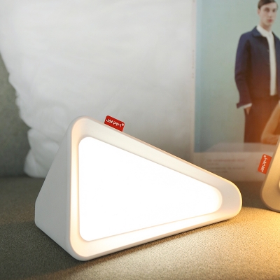 Gray/White Triangle Shape Chargeable LED Night Light for Reading 