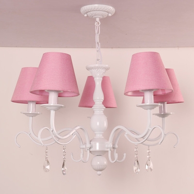 Modern Dining Room Chandelier Pink/Blue Shaded Chandelier with Crystal Balls, 3/5/6 Light