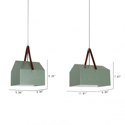 Geometric Pendant Lamp Minimalist Macaron Metal 1 Light Drop Ceiling Lighting for Girls Bedroom