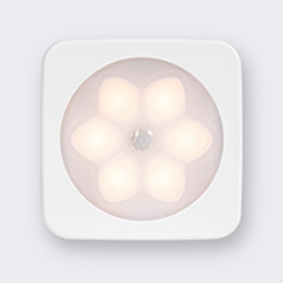 Portable Square Shape Flowery LED Night Light for Girls Bedroom in White/Pink/Blue