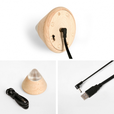 Stand Anywhere Wooden Cone Plug-in/Touch Switch Night Light 