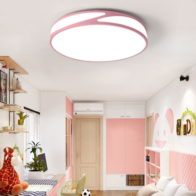 Acrylic Round LED Ceiling Light Macaron Modernism Living Room LED Flush Light in Warm/White