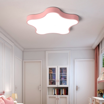 Macaron Nordic Star Ceiling Lamp Baby Children Metal Ceiling Flush Mount in Green/Pink/Yellow