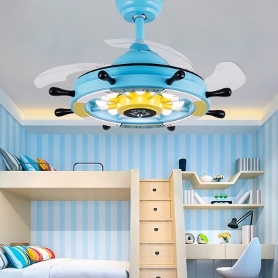 14.18'' W Reversible Nautical Style Anchor Blue/Pink Kids Ceiling Fan with Light