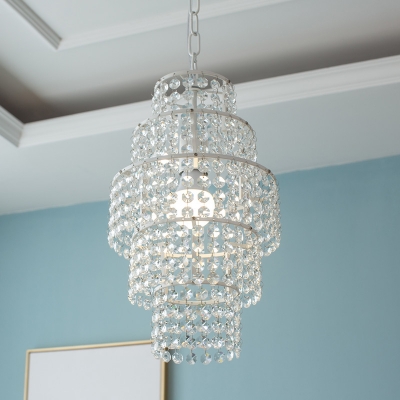 Bathroom Kitchen Girls Bedroom Crystal Empire Pendant Chandelier in White Finish