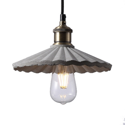 

Industrial Style 1-Light Hanging Pendant Lamp with Scalloped Edged Cement Shade for Restaurant, HL478828