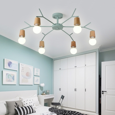 Simplicity Open Bulb Suspension Light Living Room Metallic 5/6 Lights Chandelier Light