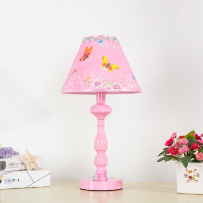 Lovely Swan Pattern Desk Lamp Modernism Girls Bedroom Metallic 1 Bulb Reading Light in Pink