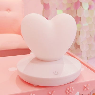 Pink/White Loving Heart/Globe Girls Bedroom Night Light with Plastic Base Touch Control 