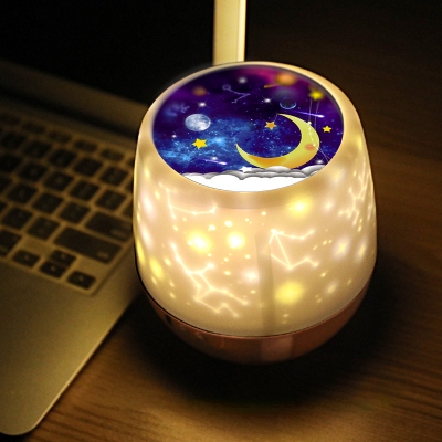 Plastic Drum Shade Night Light Projectors with/without Rotating Function for Children Bedroom