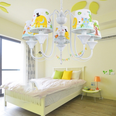 Fabric Shaded Lighting Fixture With Animal Pattern Children Room 5
