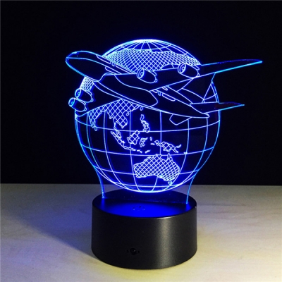 Touch/Remote Color Changing Globe and Airplane 3D Night Light for Boys