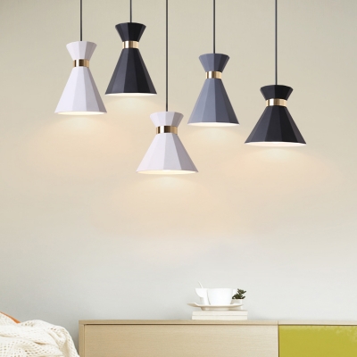 

White/Grey/Black Finish Mini Single Light Hanging Lamp for Bedroom Dining Room, Black;white;gray