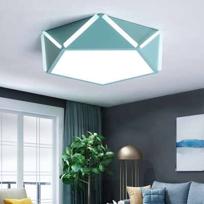 Acrylic Geometric Ceiling Fixture Colorful Modern Fashion Kids Youth LED Flush Mount Lighting