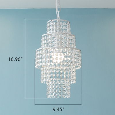 Bathroom Kitchen Girls Bedroom Crystal Empire Pendant Chandelier in White Finish