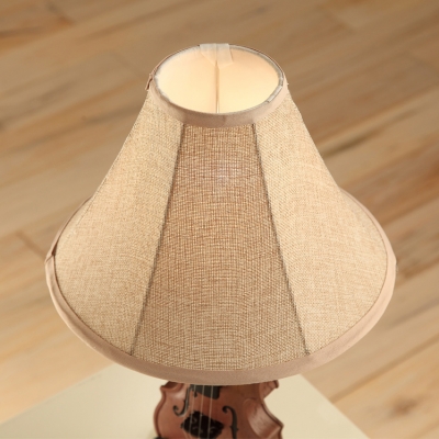 Fabric Bell Shade Standing Table Lamp with Violin Vintage Retro 1 Head Table Lamp for Kids
