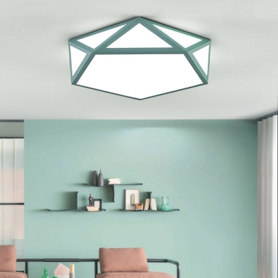 Children Youth Pentagon Flush Light Modernism Colorful Acrylic LED Flush Ceiling Light