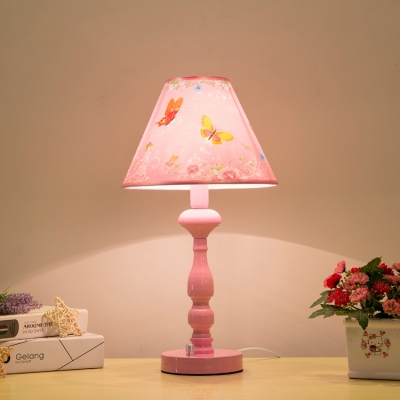 Lovely Swan Pattern Desk Lamp Modernism Girls Bedroom Metallic 1 Bulb Reading Light in Pink